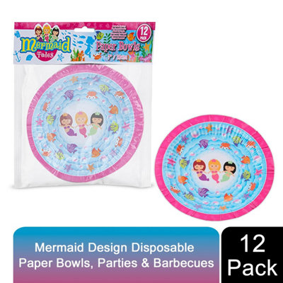 Mermaid Design 7Inch 12 Disposable Paper Bowls For Picnics, Parties & Barbecues - Image 4