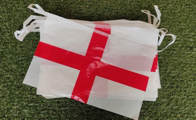 PMS England Flag St George's Bunting  20Ft 8 Plastic Flags Kings Coronation from B&Q