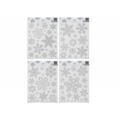 PMS Christmas Decorations Silver Assorted Glitter Snowflake Stickers from B&Q