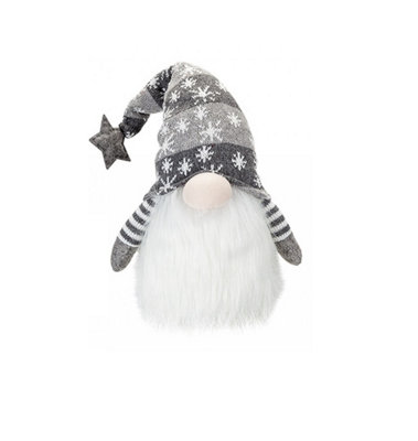 B&Q -  Small Grey Sitting Christmas Gonk 9 Inch Cute Gnome Decorative Home Plush Figure