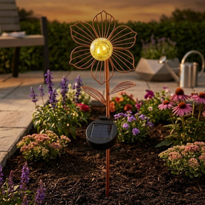 Lunaria Marigold Solar Flower Stake Light from B&Q