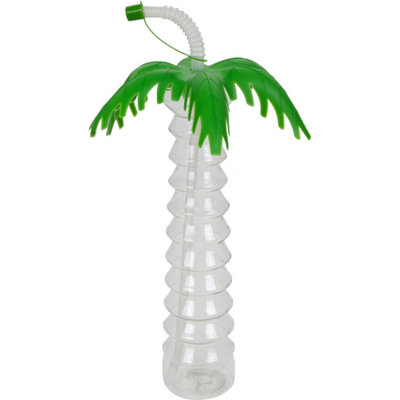  - Tropical Palm Tree Bottle 11" Drinking Cup With Lid