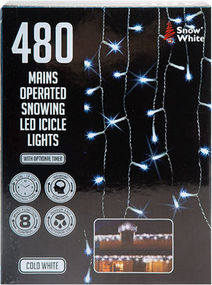 7. 6M Led Snowing Icicle Lights Mains Operated