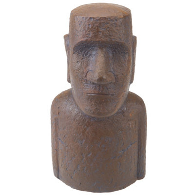  - Easter Island Bronze Bust Head 12" Zen Garden Ornament