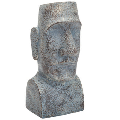  - Easter Island Stone Bust Head 12" Zen Garden Ornament
