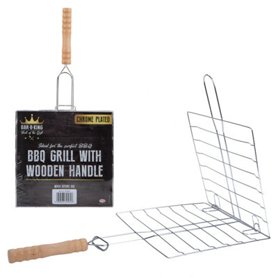 Chrome Plated Bbq Grill With Wooden Handle from B&Q