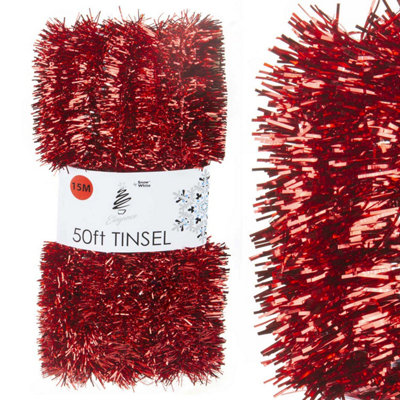 Christmas Tinsel Decorations For Christmas Tree (Red) from B&Q