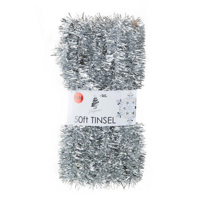 Christmas Tinsel Decorations For Christmas Tree (Silver) from B&Q