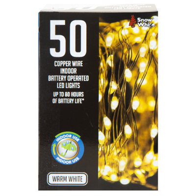 Indoor Copper Wire Lights- Warm White- Christmas Lights (50) from B&Q