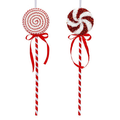  - Candy Cane Lollipop Decorations For Christmas Tree 2 Pack