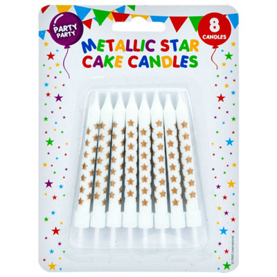 8 Metallic Gold Birthday Cake Candles With Stars() from B&Q
