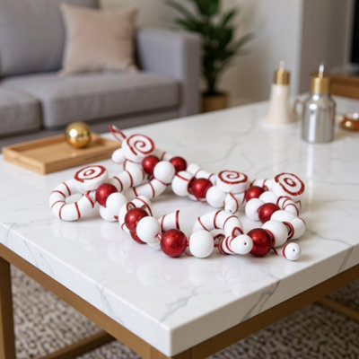 Glittered White Candy Cane Christmas Garland from B&Q