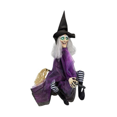 36" Hanging Animated Witch Halloween Prop from B&Q