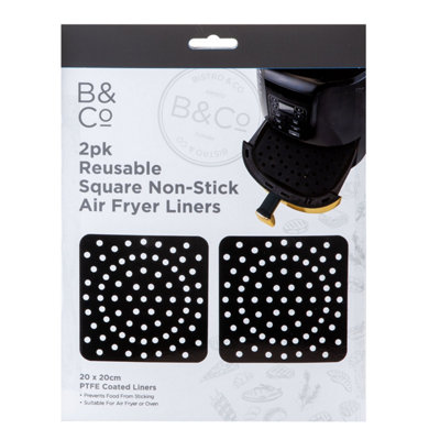 Air Fryer Liner Square 2 Pack Reusable Non Stick Ptfe Liners Black from B&Q