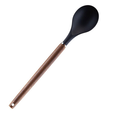  - Solid Spoon Wood Handle Acacia Wooden Heat Resistant Black