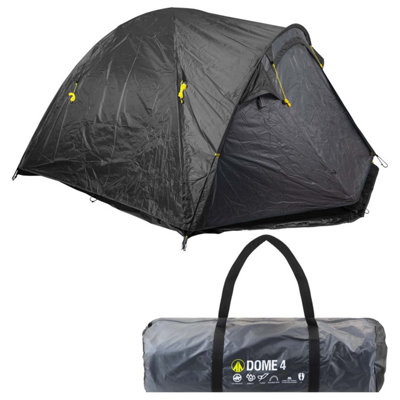 Dome Tent 4 Person Double Skin Taped SeamsBuilt In Groundsheet Slate Grey from B&Q