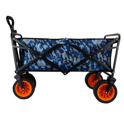 Folding Trolly Cart 90Kg Capacity Collapsible 2 Storage Pouches Blue from B&Q