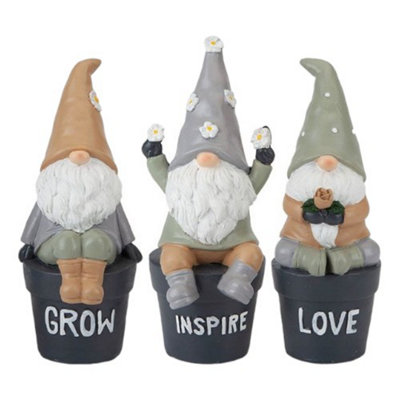 Set Of 3 Gonks In Plant Pots Ornament from B&Q