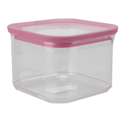 Square Food Container 500 Millilitres Airtight Storage Container Pink from B&Q