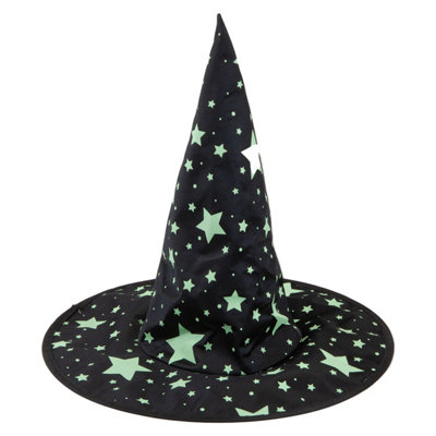 Halloween Witch Hat Glow In The Dark Hallows PartyTrick Or Treat 44.4Cm Black from B&Q