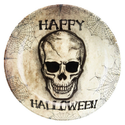 Halloween Skull Bowl Round Dish PartyTrick Or Treat White from B&Q