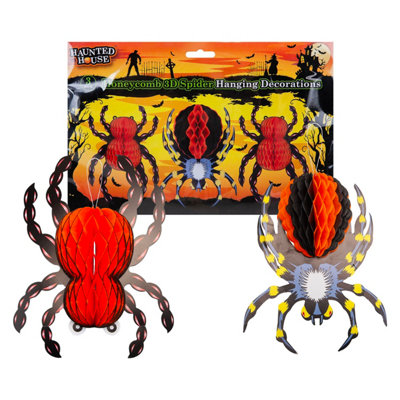 Halloween Spider Hanging Honeycomb Decoration Set Of 3 Trick Or Treat from B&Q