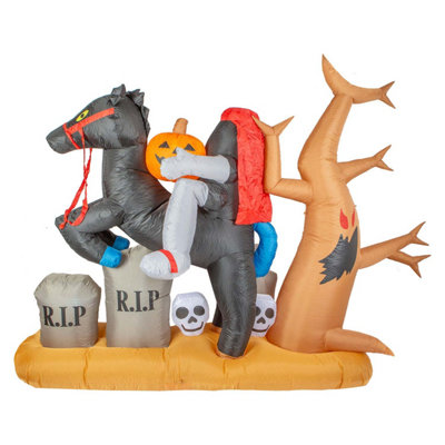 Halloween Inflatable Headless Horseman Decoration Trick Or Treat 7Ft Multicolour from B&Q