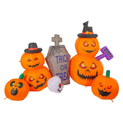 Halloween Inflatable Pumpkin Graveyard Decoration Trick Or Treat 8Ft Multicolour from B&Q