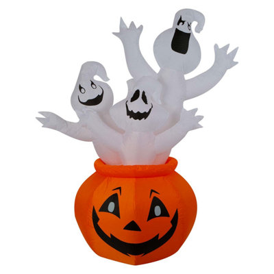 Halloween Inflatable Pumpkin Ghosts Decoration Halloween 5Ft/154Cm Multicolour from B&Q