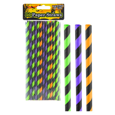 Halloween Paper Straws 50 Pack Trick Or Treat Party Of from B&Q