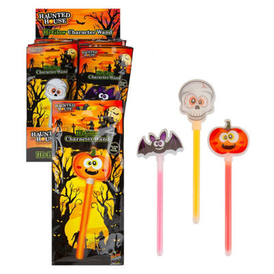 Halloween Glow Stick Wand Pumpkin-Skull-Bat1 Piece Mystery Bag 17Cm Multicolour from B&Q