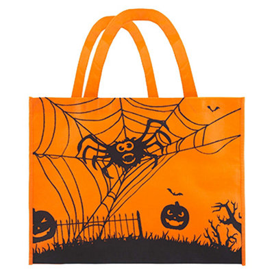  - Halloween Shopper Bag PartyTrick Or Treat Orange Spider