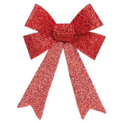 Tinsel Bow Christmas Decoration X 1 22Cm X 32Cm X 7Cm Red from B&Q