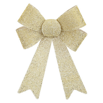 Tinsel Bow Christmas Decoration X 1 37Cm X 49Cm X 13Cm Champagne from B&Q
