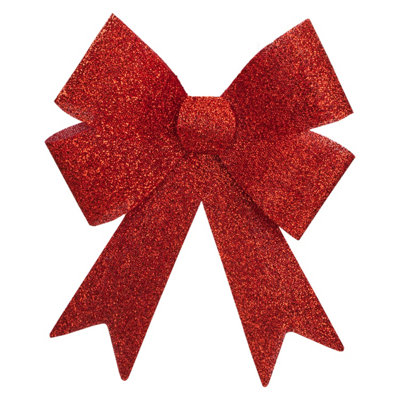 Tinsel Bow Christmas Decoration X 1 37Cm X 49Cm X 13Cm Red from B&Q