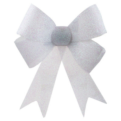 Tinsel Bow Christmas Decoration X 1 37Cm X 49Cm X 13Cm White from B&Q