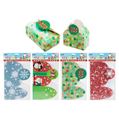 Christmas Gift Boxes 4 Xmas Themed Designs 1 X Varied Design 18X7X11Cm from B&Q
