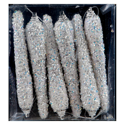 Christmas Tree Decoration Crystal Look Icicles Ornament 6 from B&Q