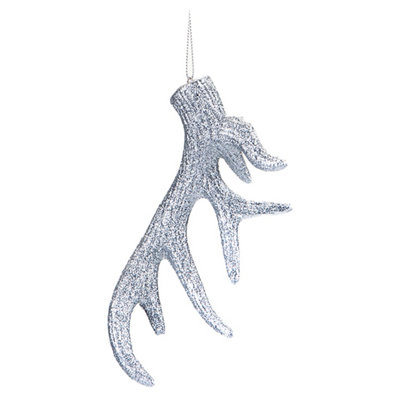 Christmas Tree Decoration Hanging Stag Antler Ornament 17X7X2. Silver from B&Q