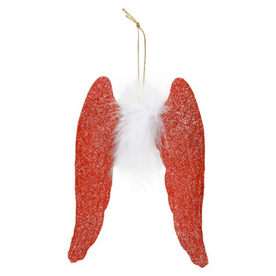 Christmas Tree Decoration Hanging Angel With Glitter And Fur X Red from B&Q
