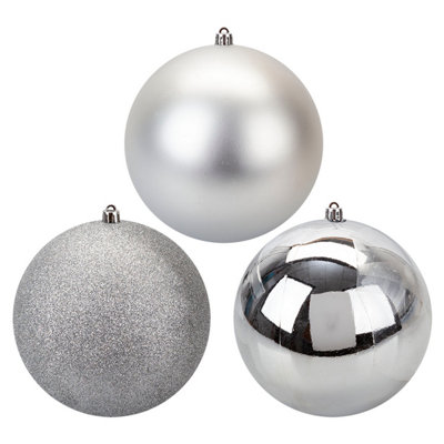 Christmas Bauble Decoration Hanging Tree Ornament X 3 14Cm Silver from B&Q