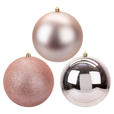 Christmas Bauble Decoration Hanging Tree Ornament X 3 14Cm Rose Gold from B&Q