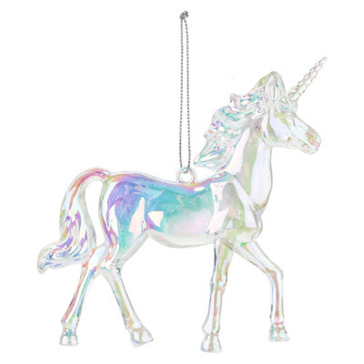 Christmas Tree Decoration Iridescent Acrylic Unicorn from B&Q