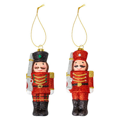 Christmas Tree Decoration Soldier Glitter Ornament from B&Q