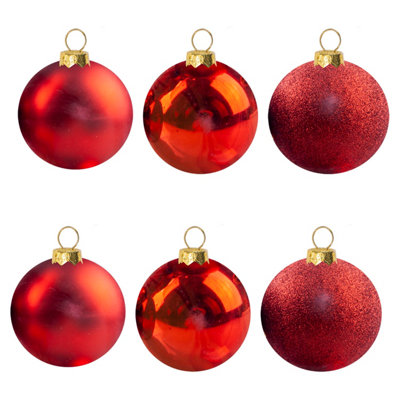  - Christmas Bauble Decoration Hanging Tree Ornament X 6 6Cm Red