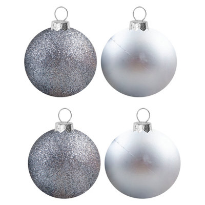 Christmas Bauble Decoration Hanging Tree Ornament X 4 7Cm Silver from B&Q