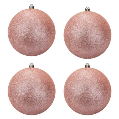 Christmas Bauble Decoration Hanging Tree Ornament X 4 7Cm Rose Gold from B&Q