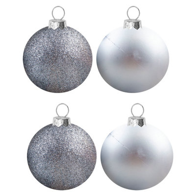 Christmas Bauble Decoration Hanging Tree Ornament X 4 10Cm Silver from B&Q