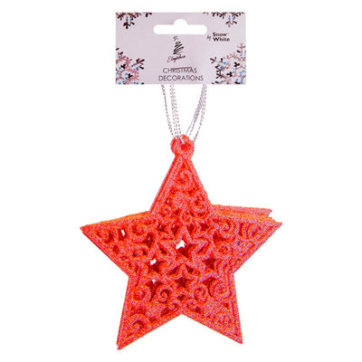 Christmas Tree Decoration Glitter Star Ornament X 6 18. 5X9. 5X1. 5Cm from B&Q