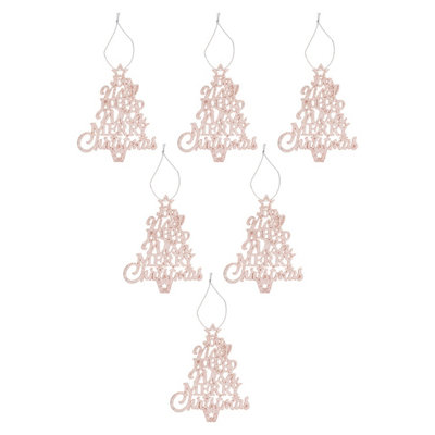 Christmas Tree Decoration Hanging Glitter Trees 6 Champagne from B&Q